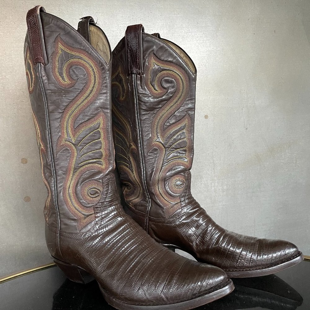 Larry Mahans Leather Snakeskin Vintage Cowboy Boot